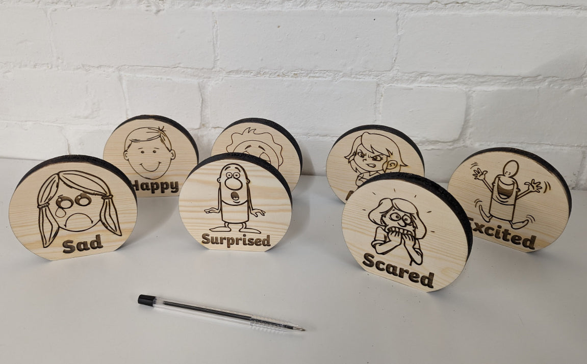 Wooden Emotions Discs – Natural Resource for Emotional Literacy and Wellbeing