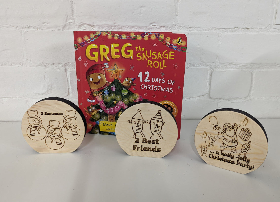 Wooden Story Sack - Inspired by Gregg the Sausage Roll 12 Days of Christmas Story