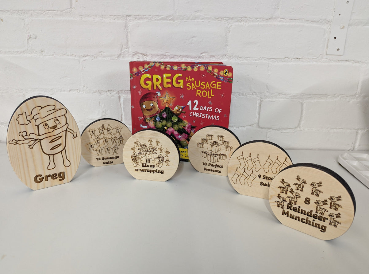 Wooden Story Sack - Inspired by Gregg the Sausage Roll 12 Days of Christmas Story