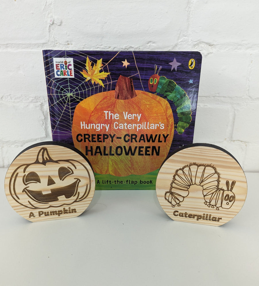 Wooden Story Sack - Inspired by The Hungry Caterpillar, Creepy Halloween Story