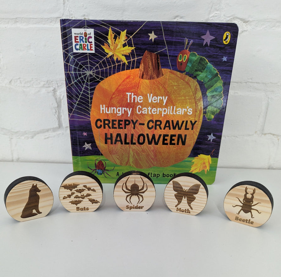 Wooden Story Sack - Inspired by The Hungry Caterpillar, Creepy Halloween Story
