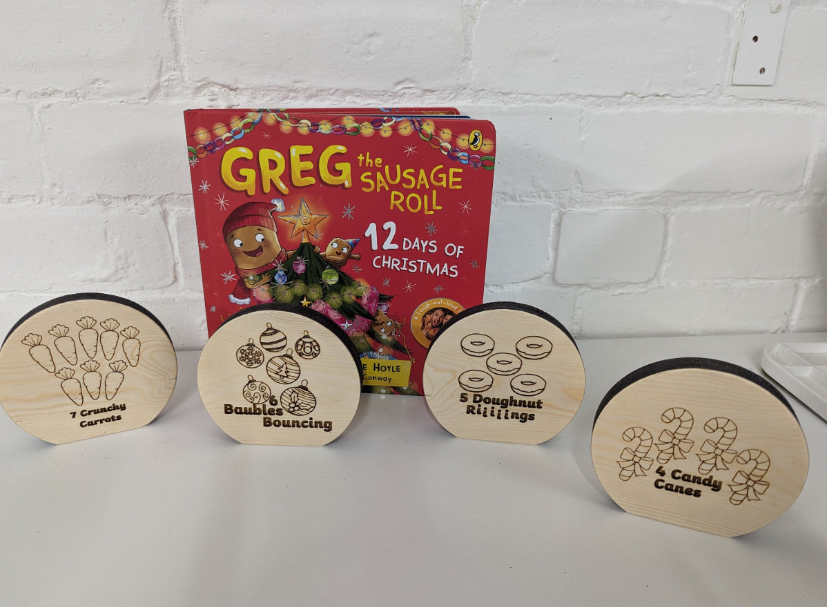 Wooden Story Sack - Inspired by Gregg the Sausage Roll 12 Days of Christmas Story