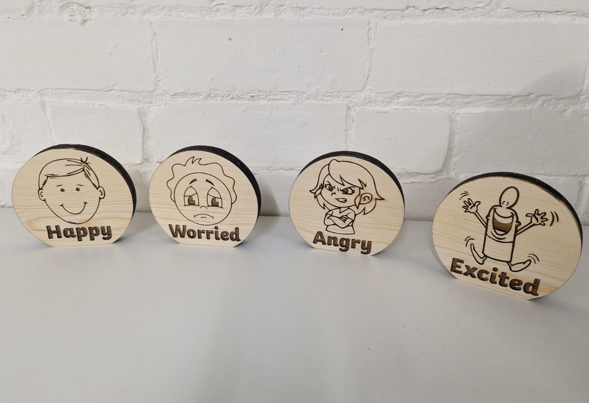 Wooden Emotions Discs – Natural Resource for Emotional Literacy and Wellbeing