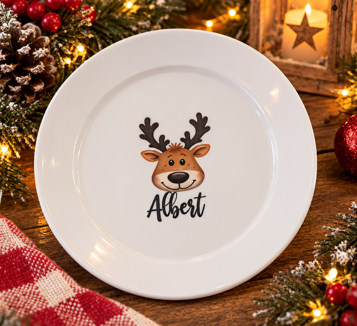Personalised Christmas Reindeer Tableware – Plates, Cups, Bowls & Cutlery