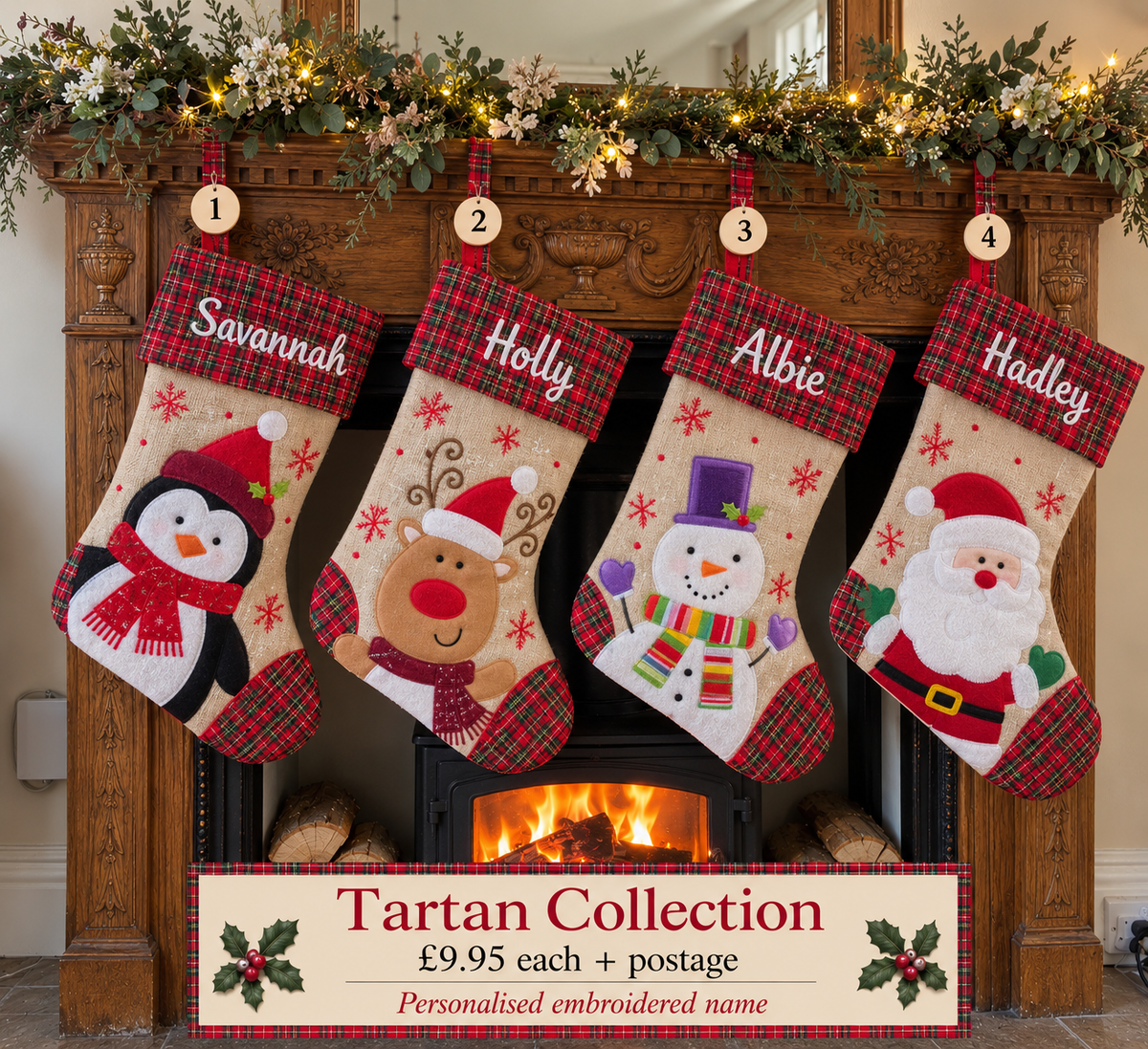 Personalised Tartan Christmas Stocking Collection.