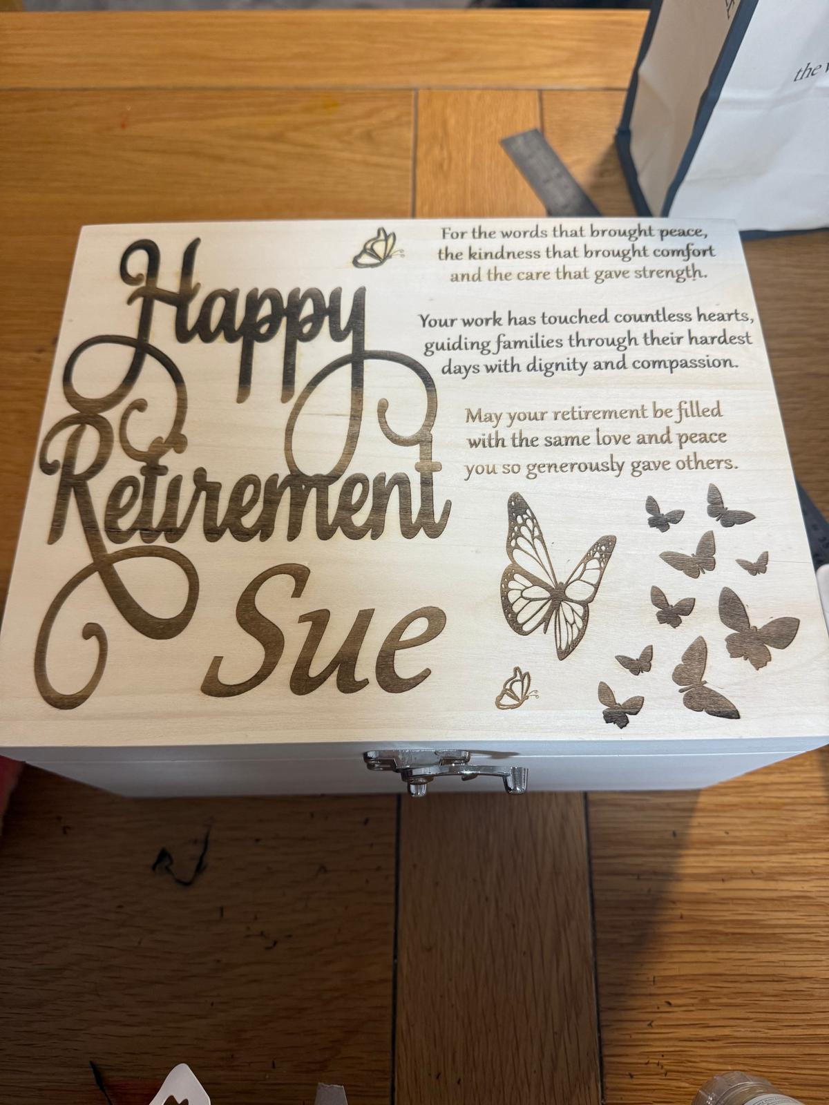 Personalised Wooden Retirement Memory Box