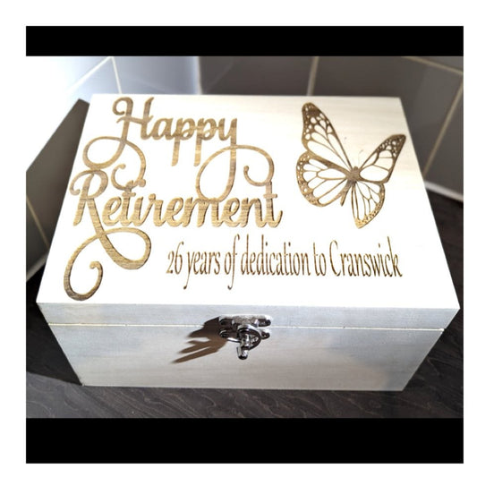 Personalised Wooden Retirement Memory Box