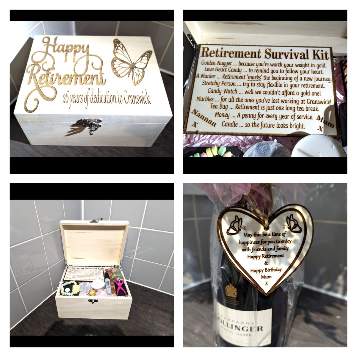 Record Retire Box Personalised Wooden Retirement Memory Box – Thread & Timber