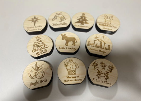 Christmas Wooden Song Tokens – Pack of 10