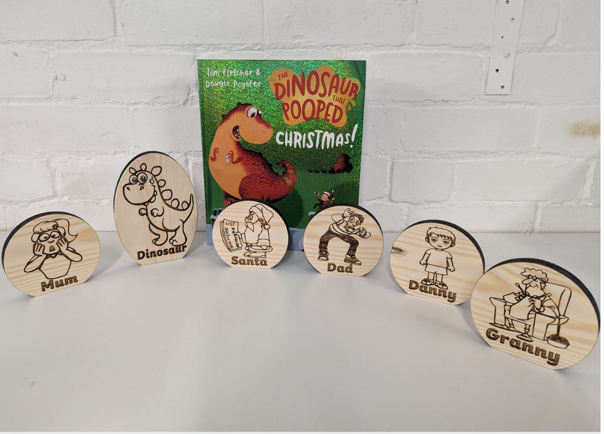 Wooden Story Sack - Inspired by the Dinosaur that Pooped Christmas Story