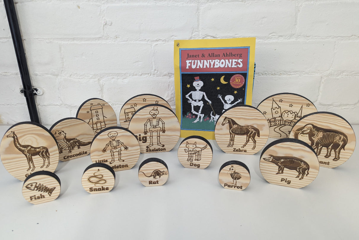 Wooden Story Sack - Inspired by the Funnybones Story