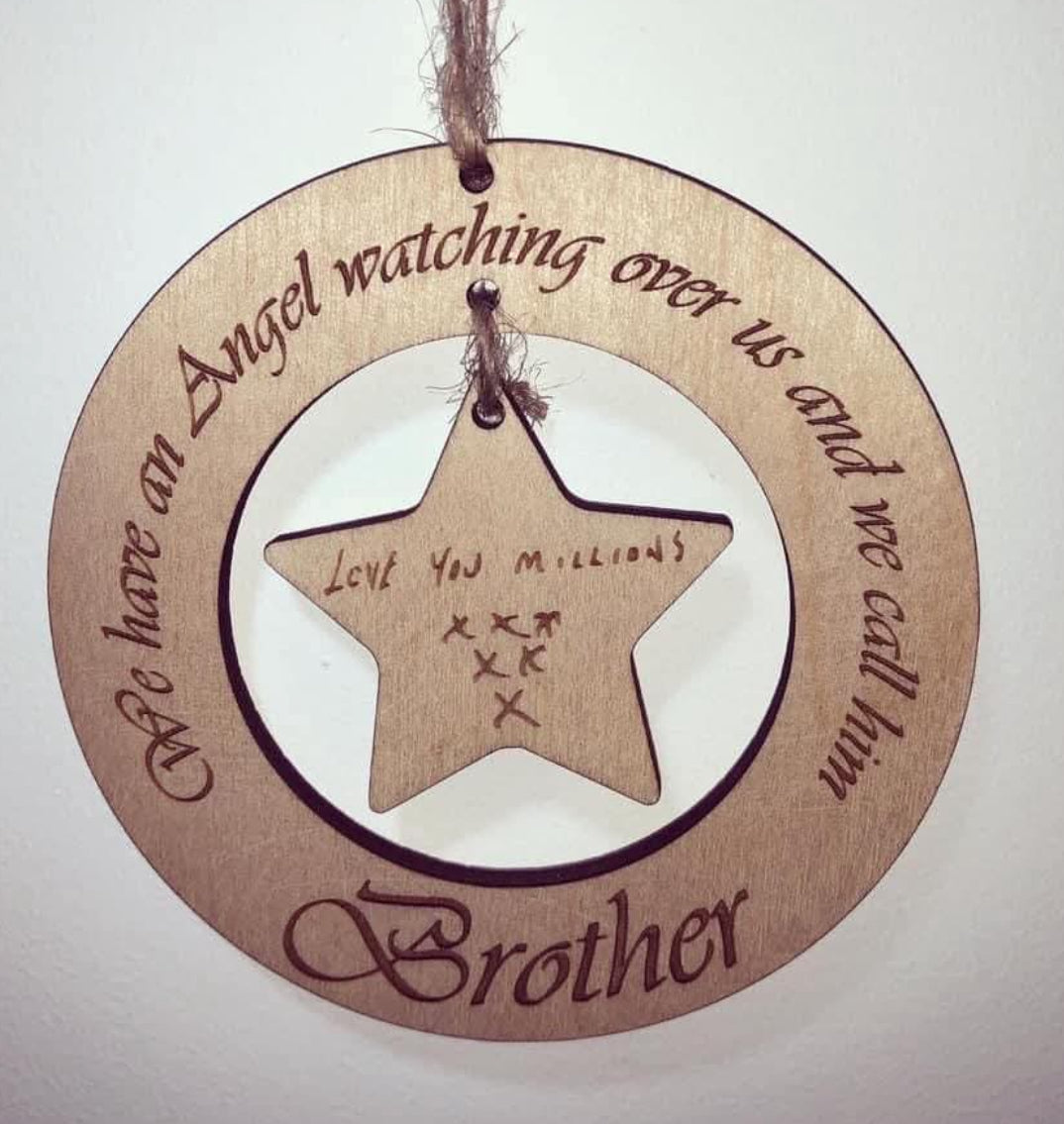 Wooden Hanging Remembrance Decoration – With Personal Handwriting
