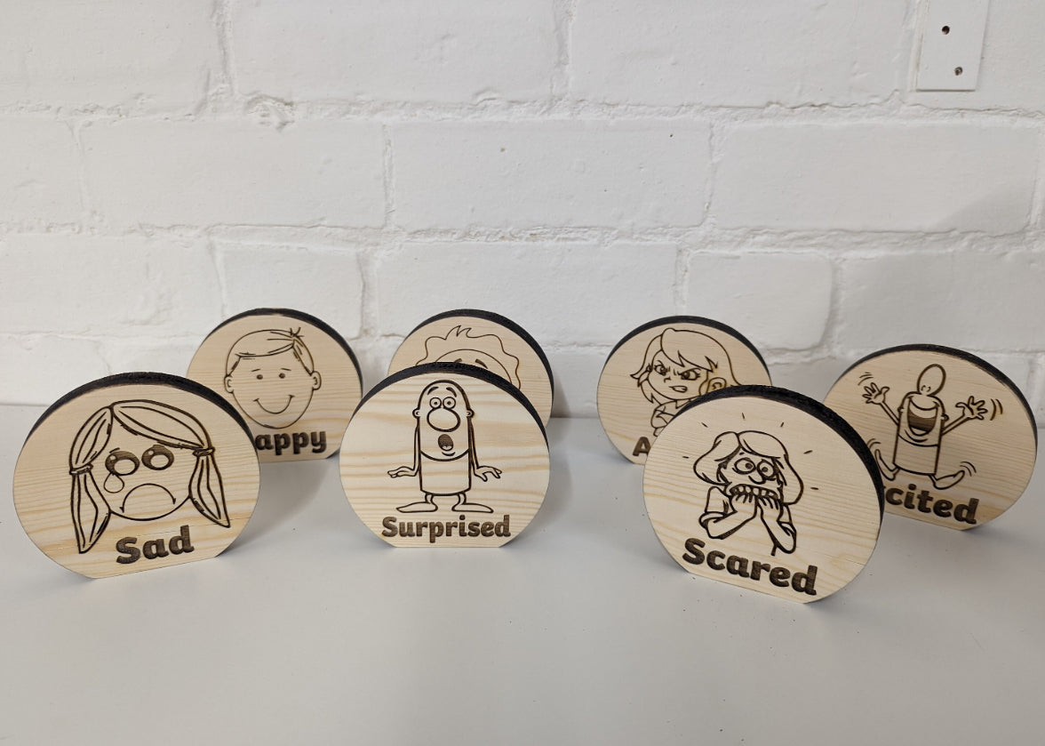 Wooden Emotions Discs – Natural Resource for Emotional Literacy and Wellbeing
