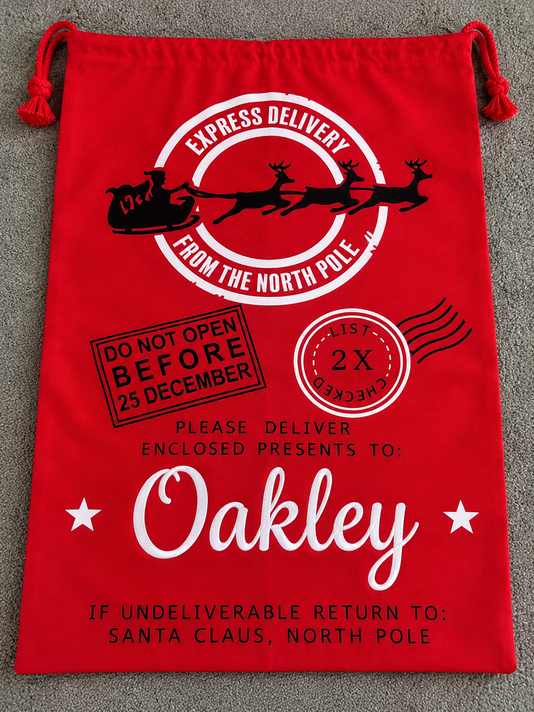 Personalised Christmas Sacks – Santa Express, North Pole & Unicorn | 50 × 65 cm