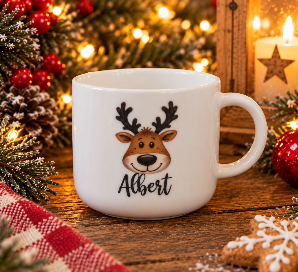 Personalised Christmas Reindeer Tableware – Plates, Cups, Bowls & Cutlery