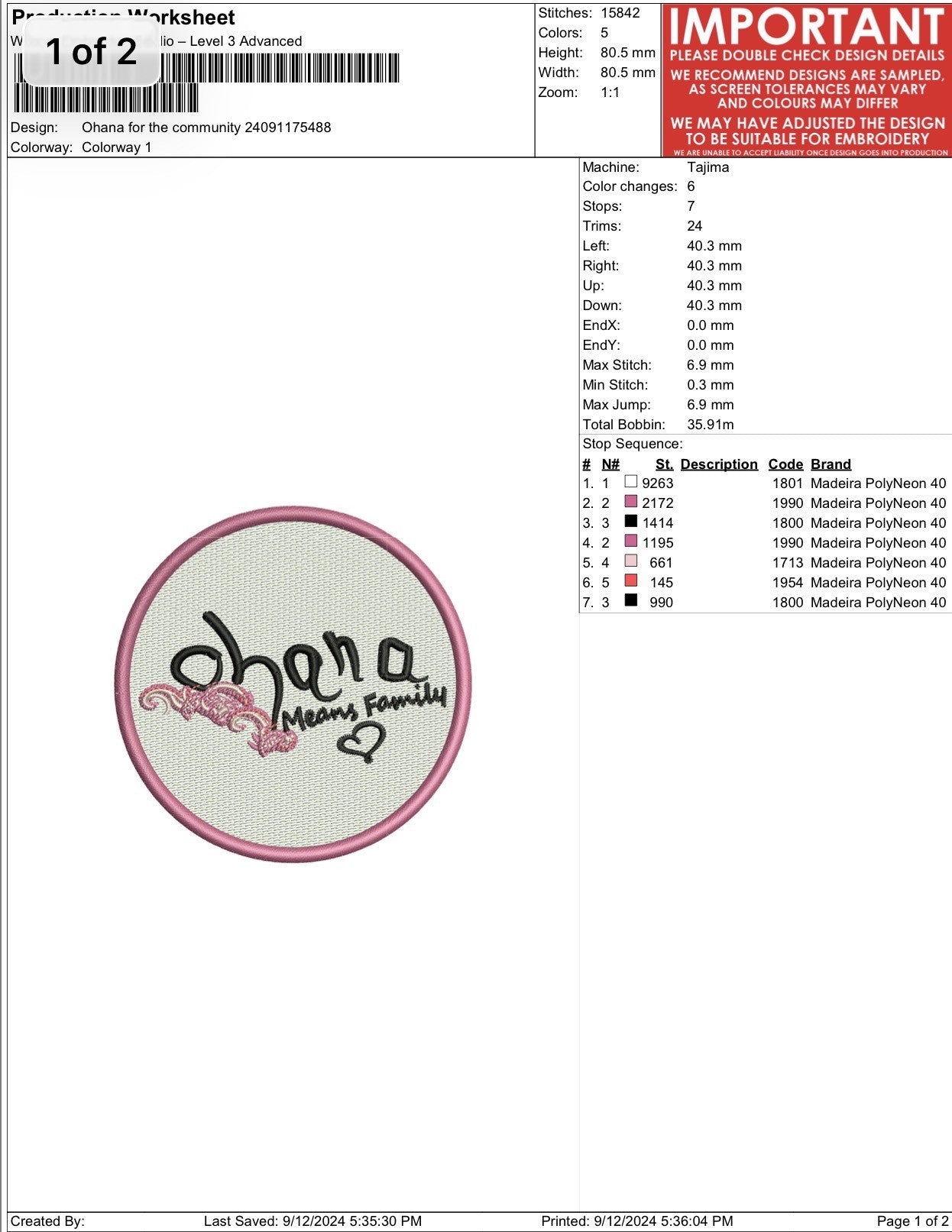 Embroidery Digitising - Medium Logo (10-15cm) / One-off Setup Fee